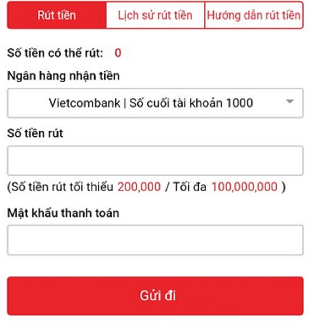 Cách thức rút tiền tại Lixi88